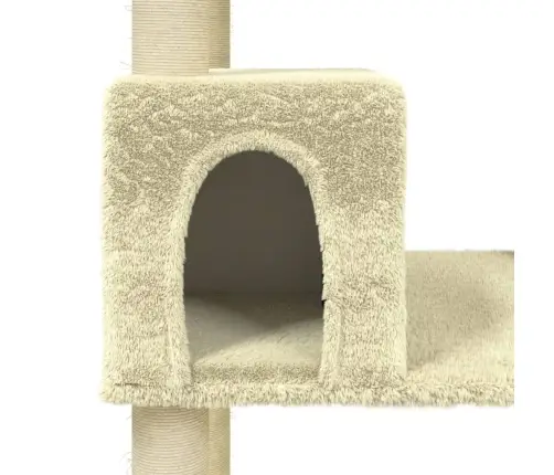 Kaķu Māja Ar Sizala Stabiem Nagu Asināšanai, 141 Cm, Krēmkrāsas Vidaxl