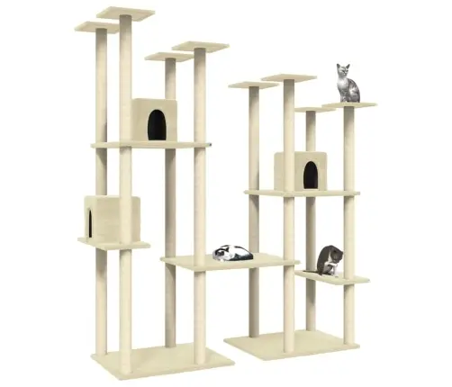 Kaķu Māja Ar Sizala Stabiem Nagu Asināšanai, 174 Cm, Krēmkrāsas Vidaxl