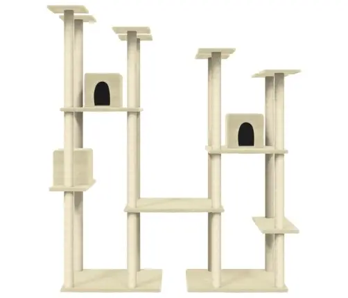 Kaķu Māja Ar Sizala Stabiem Nagu Asināšanai, 174 Cm, Krēmkrāsas Vidaxl