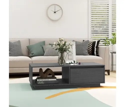 Kavos Staliukas, Pilkas, 110X50X33,5cm Pušies Medienos Masyvas Kavos Staliukas, Pilkas, 110X50X33,5cm Pušies Medienos Masyvas