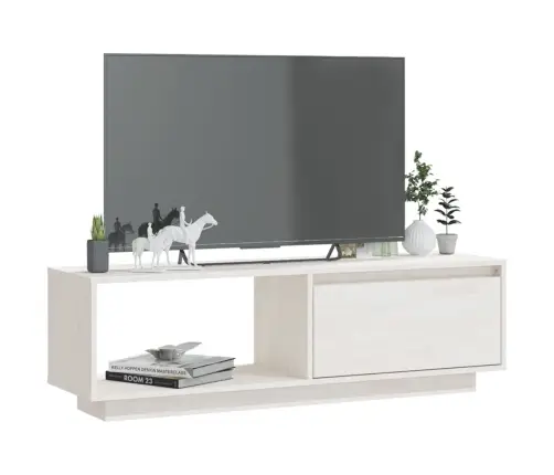 Televizoriaus Spintelė, Balta, 110X30X33,5cm Pušies Masyvas Televizoriaus Spintelė, Balta, 110X30X33,5cm Pušies Masyvas