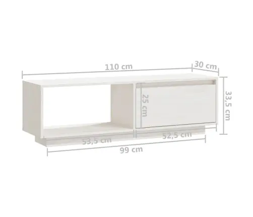 Televizoriaus Spintelė, Balta, 110X30X33,5cm Pušies Masyvas Televizoriaus Spintelė, Balta, 110X30X33,5cm Pušies Masyvas