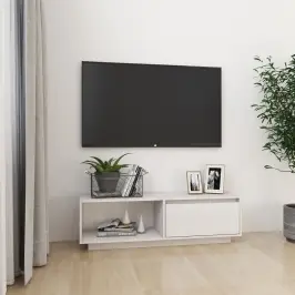 Televizoriaus Spintelė, Balta, 110X30X33,5cm Pušies Masyvas