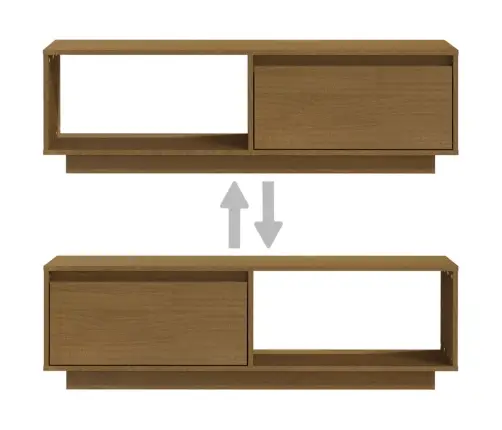 Tv Skapītis, Medus Brūns, 110X30X33,5 Cm, Priedes Masīvkoks Vidaxl