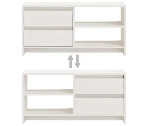 Tv Skapītis, Balts, 80X31X39 Cm, Priedes Masīvkoks Vidaxl