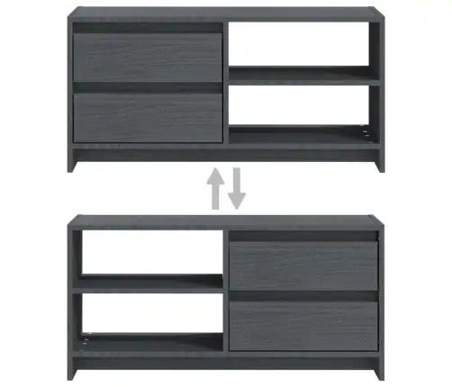 Tv Skapītis, Pelēks, 80X31X39 Cm, Priedes Masīvkoks Vidaxl