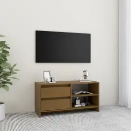 Televizoriaus Spintelė, Medaus Ruda, 80X31X39cm Pušies Masyvas
