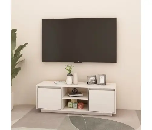 Tv Skapītis, Balts, 110X30X40 Cm, Priedes Masīvkoks Vidaxl