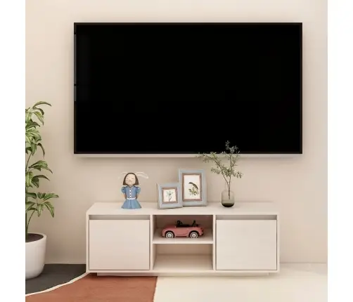 Tv Skapītis, Balts, 110X30X40 Cm, Priedes Masīvkoks Vidaxl