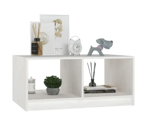 Kohvilaud, Valge, 75X50X33,5 cm Täismännipuit