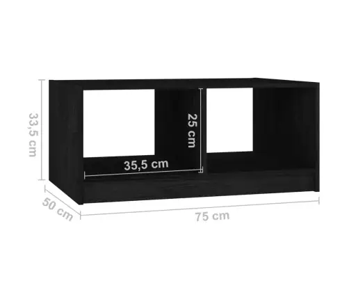 Kafijas Galdiņš, Melns, 75X50X33,5 Cm, Priedes Masīvkoks Vidaxl