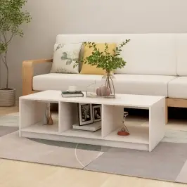 Kafijas Galdiņš, Balts, 100X50X35 Cm, Priedes Masīvkoks Vidaxl