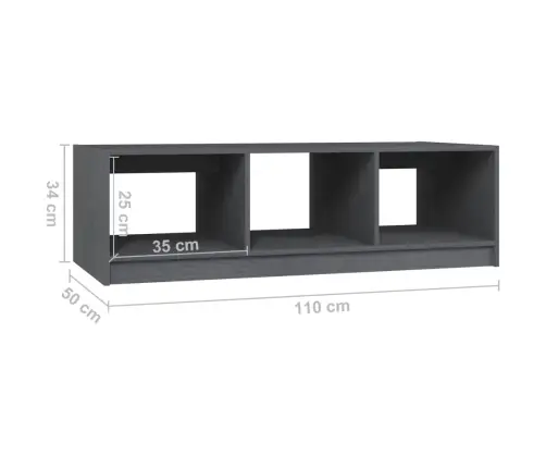 Kafijas Galdiņš, Pelēks, 110X50X34 Cm, Priedes Masīvkoks Vidaxl