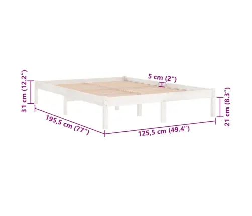Lovos Rėmas, Baltas, 120X190cm Medienos Masyvas, Dvivietis