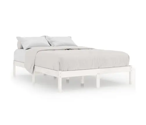 Voodiraam, Valge, Männipuit, 135 X 190 Cm