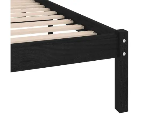 Gultas Rāmis Bez Matrača, Melns, Masīvkoks, 100X200 Cm Vidaxl
