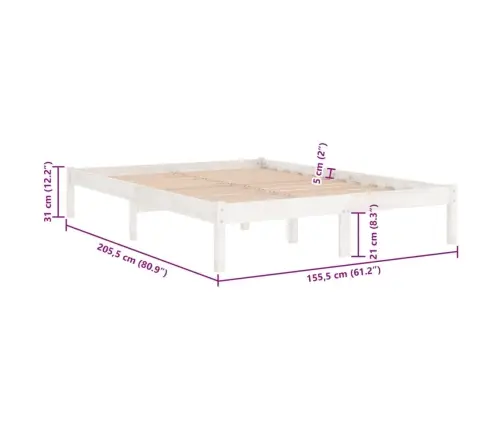 Lovos Rėmas, Baltas, 150X200cm Medienos Masyvas, Didelis