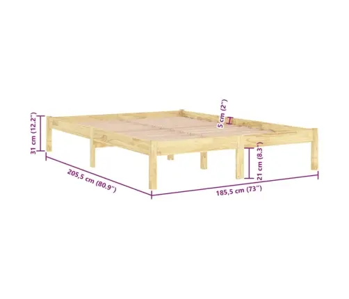 Led-Voodiraam, Valge, 180 X 200 cm Täispuit