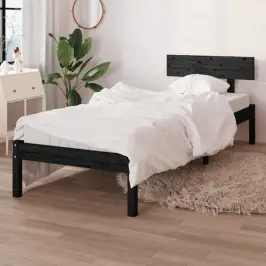 Gultas Rāmis, Melns, Masīvkoks, 75X190 Cm, Mazs, Vienvietīgs Vidaxl Gultas Rāmis, Melns, Masīvkoks, 75X190 Cm, Mazs, Vienvietīgs Vidaxl
