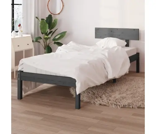 Voodiraam, Hall, Täismännipuit, 90 X 190 Cm