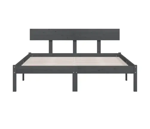 Gultas Rāmis, Pelēks, Masīvkoks, 120X190 Cm, Divvietīgs Vidaxl