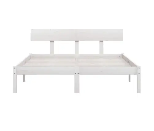 Voodiraam, Valge, Täismännipuit, 135 X 190 Cm