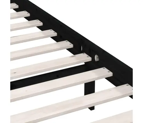 Gultas Rāmis, Melns, Priedes Masīvkoks, 140X190 Cm Vidaxl