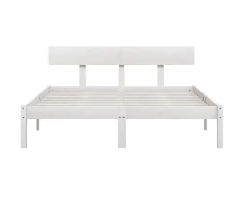 Gultas Rāmis, Balts, Priedes Masīvkoks, 150X200 Cm, Divvietīgs Vidaxl