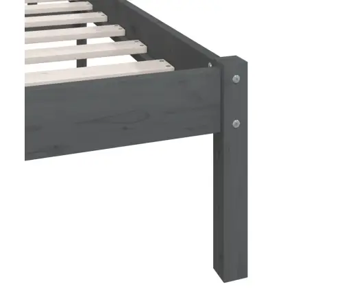 Gultas Rāmis, Pelēks, Priedes Masīvkoks, 150X200 Cm, Divvietīgs Vidaxl