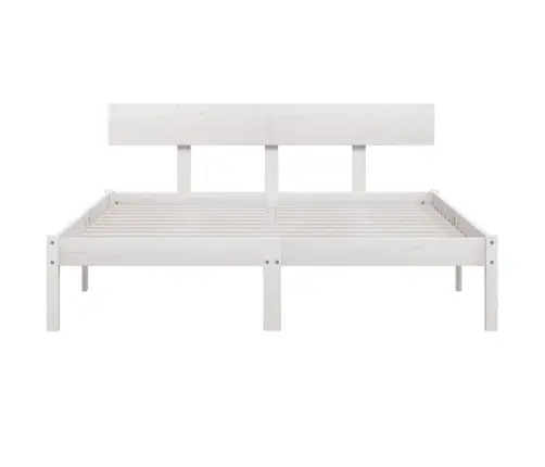 Voodiraam, Valge, Täismännipuit, 160 X 200 Cm