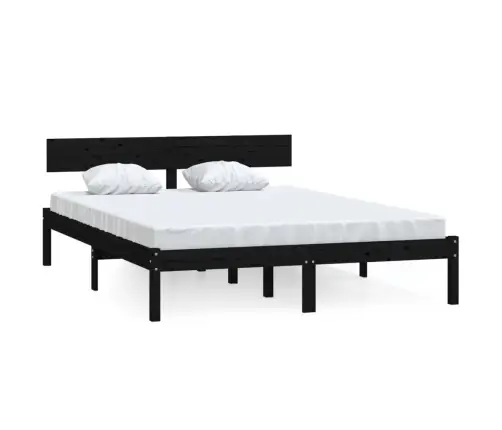 Voodiraam, Must, Täismännipuit, 160X200 Cm