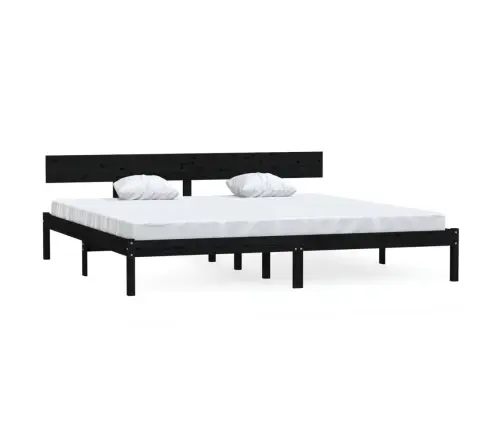 Gultas Rāmis, Melns, Priedes Masīvkoks, 180X200 Cm, Divvietīgs Vidaxl