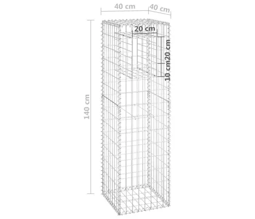 Vertikāls Gabions, 40X40X140 Cm, Dzelzs Vidaxl
