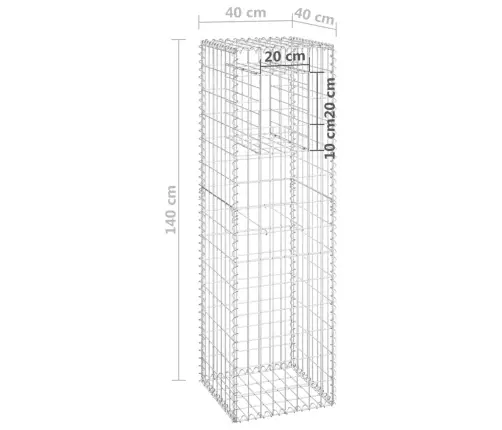 Gabioonkorvid 2 Tk, 40 X 40 X 140 cm Raud