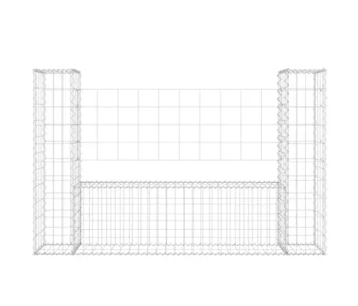 Gabionu Siena Ar 2 Stabiem, U-Forma, Dzelzs, 140X20X100 Cm Vidaxl