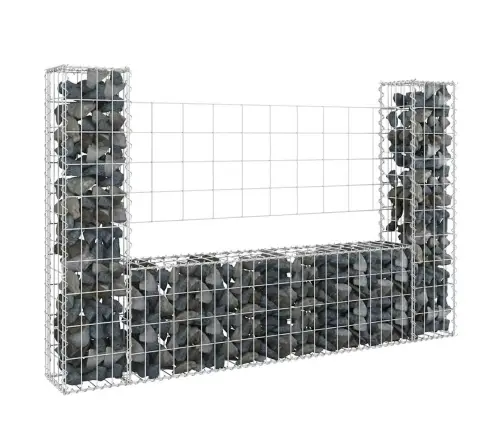 Gabionu Siena Ar 2 Stabiem, U-Forma, Dzelzs, 140X20X100 Cm Vidaxl