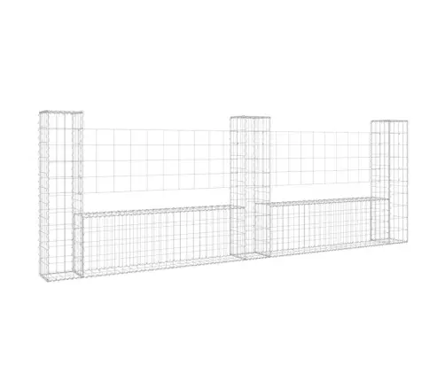Gabionu Siena Ar 3 Stabiem, U-Forma, Dzelzs, 260X20X100 Cm Vidaxl
