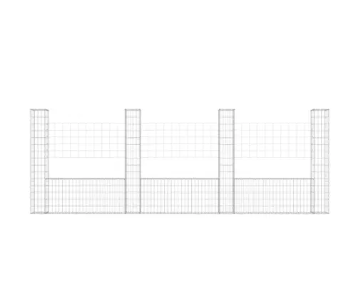 Gabionu Siena Ar 4 Stabiem, U-Forma, Dzelzs, 380X20X150 Cm Vidaxl