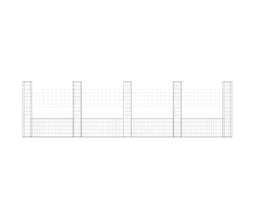 Gabionu Siena Ar 5 Stabiem, U-Forma, Dzelzs, 500X20X150 Cm Vidaxl