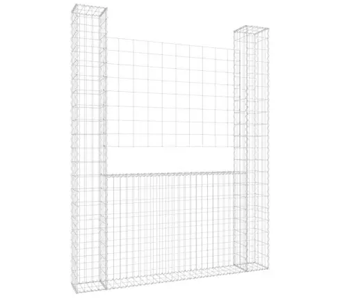 Gabionu Siena Ar 2 Stabiem, U-Forma, Dzelzs, 140X20X200 Cm Vidaxl