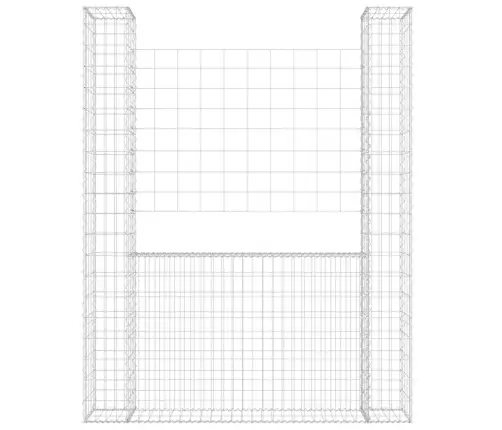 Gabionu Siena Ar 2 Stabiem, U-Forma, Dzelzs, 140X20X200 Cm Vidaxl