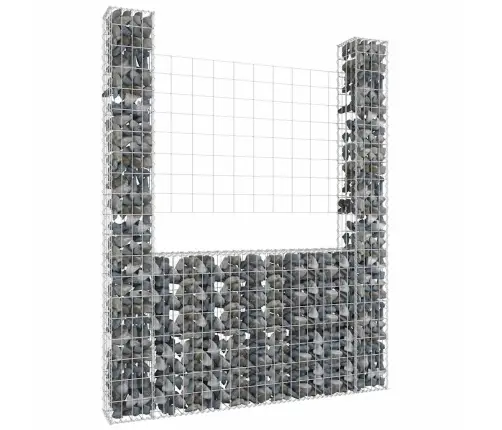 Gabionu Siena Ar 2 Stabiem, U-Forma, Dzelzs, 140X20X200 Cm Vidaxl