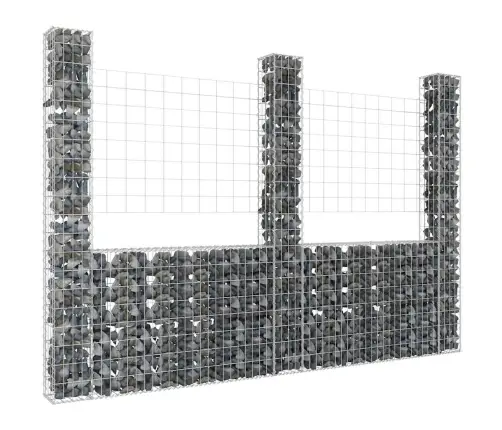 Gabionu Siena Ar 3 Stabiem, U-Forma, Dzelzs, 260X20X200 Cm Vidaxl