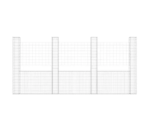 Gabionu Siena Ar 4 Stabiem, U-Forma, Dzelzs, 380X20X200 Cm Vidaxl
