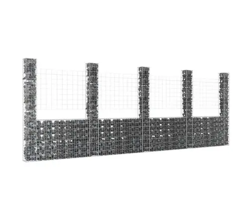 Gabionu Siena Ar 5 Stabiem, U-Forma, Dzelzs, 500X20X200 Cm Vidaxl Gabionu Siena Ar 5 Stabiem, U-Forma, Dzelzs, 500X20X200 Cm Vidaxl