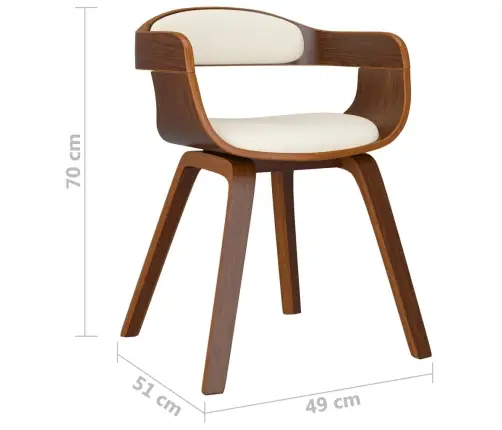 Virtuves Krēsls, Liekts Koks Un Krēmkrāsas Mākslīgā Āda Vidaxl