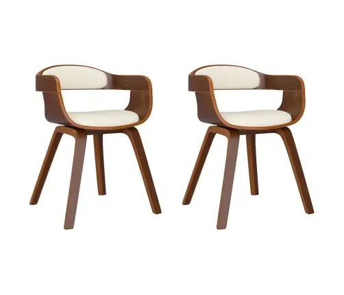Söögitoolid 2 Tk, Kreemjas, Painutatud Puit Ja Kunstnahk