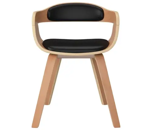 Virtuves Krēsli, 2 Gab., Liekts Koks Un Melna Mākslīgā Āda Vidaxl