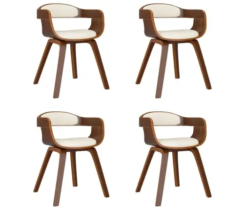 Virtuves Krēsli, 4 Gab., Liekts Koks Un Krēmkrāsas Mākslīgā Āda Vidaxl