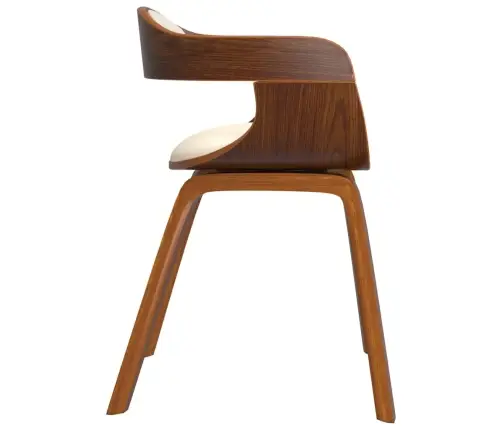 Virtuves Krēsli, 4 Gab., Liekts Koks Un Krēmkrāsas Mākslīgā Āda Vidaxl